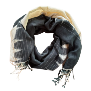 Grey and White Saori cotton scarf