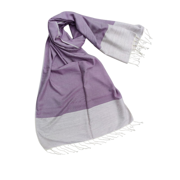 Purple scarf with white border