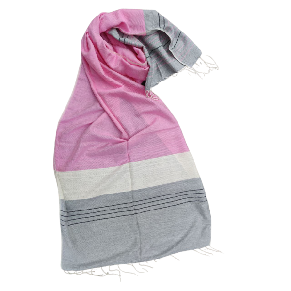 Pink white and grey block scarf