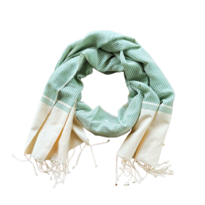 White & Green Open Weave