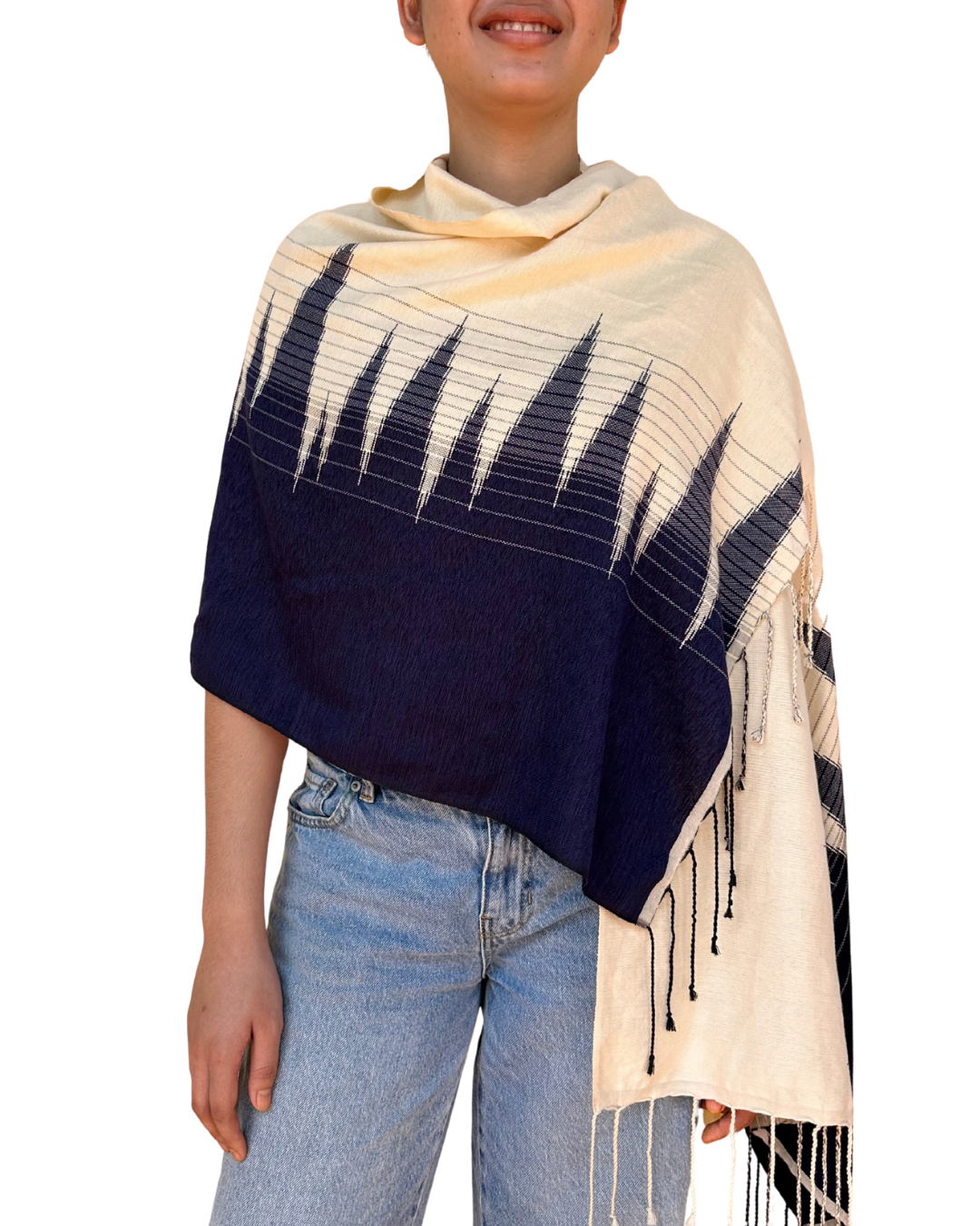 Navy Blue Saori Scarf - Image 2