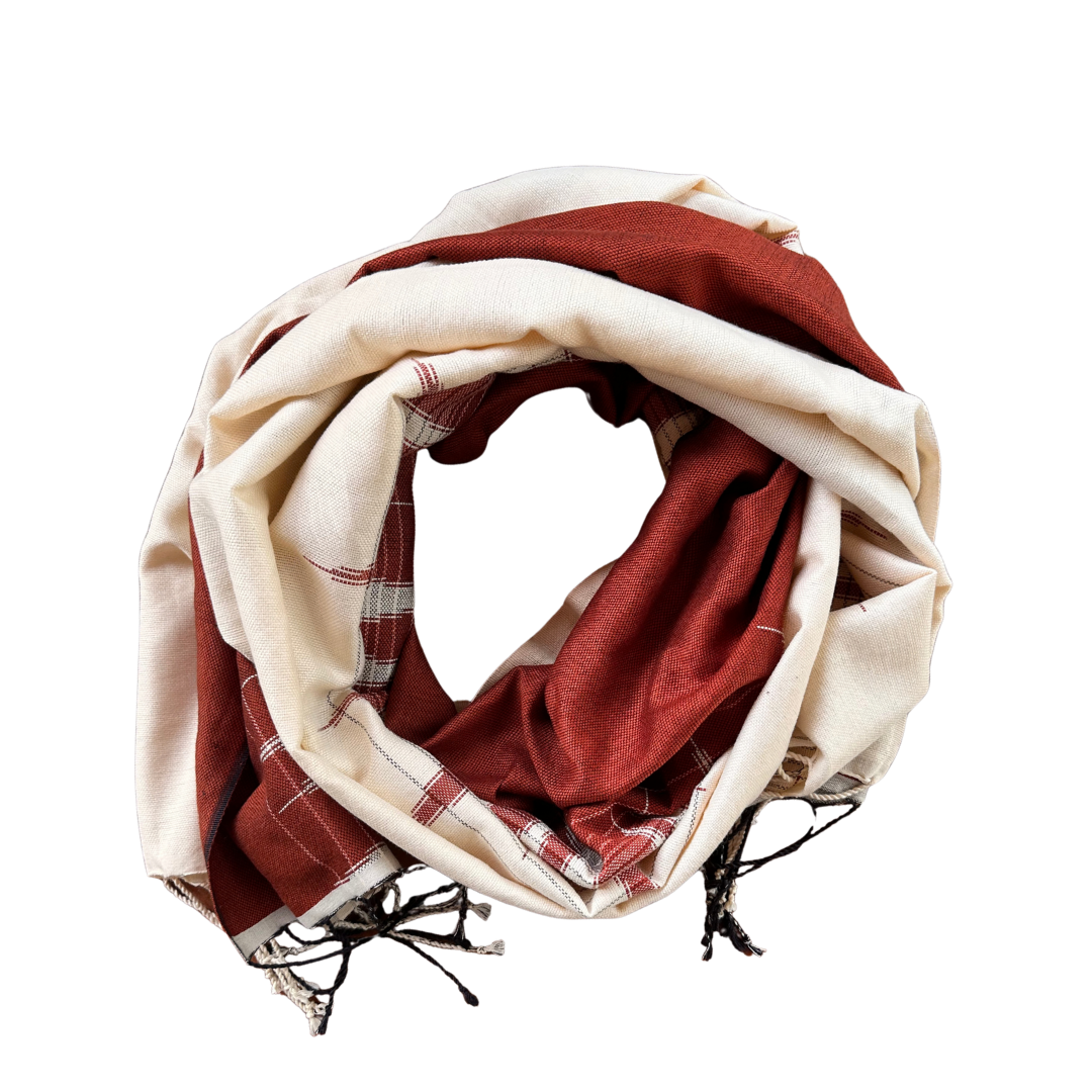 Maroon & White Saori